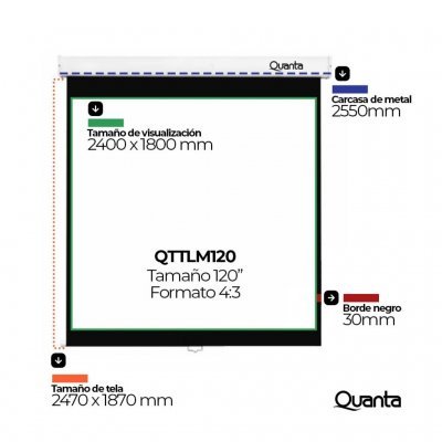 Pantalla de Proyección Manual de 120 con Cierre Automático de Pared/Techo QTTLM120 Quanta Quanta Products