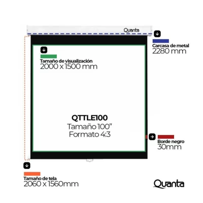 Pantalla de Proyección Eléctrica 100 127V QTTLE100I Quanta Quanta Products