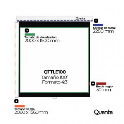 Pantalla de Proyección Manual de 100 con Cierre Automático de Pared/Techo QTTLM100I Quanta Quanta Products